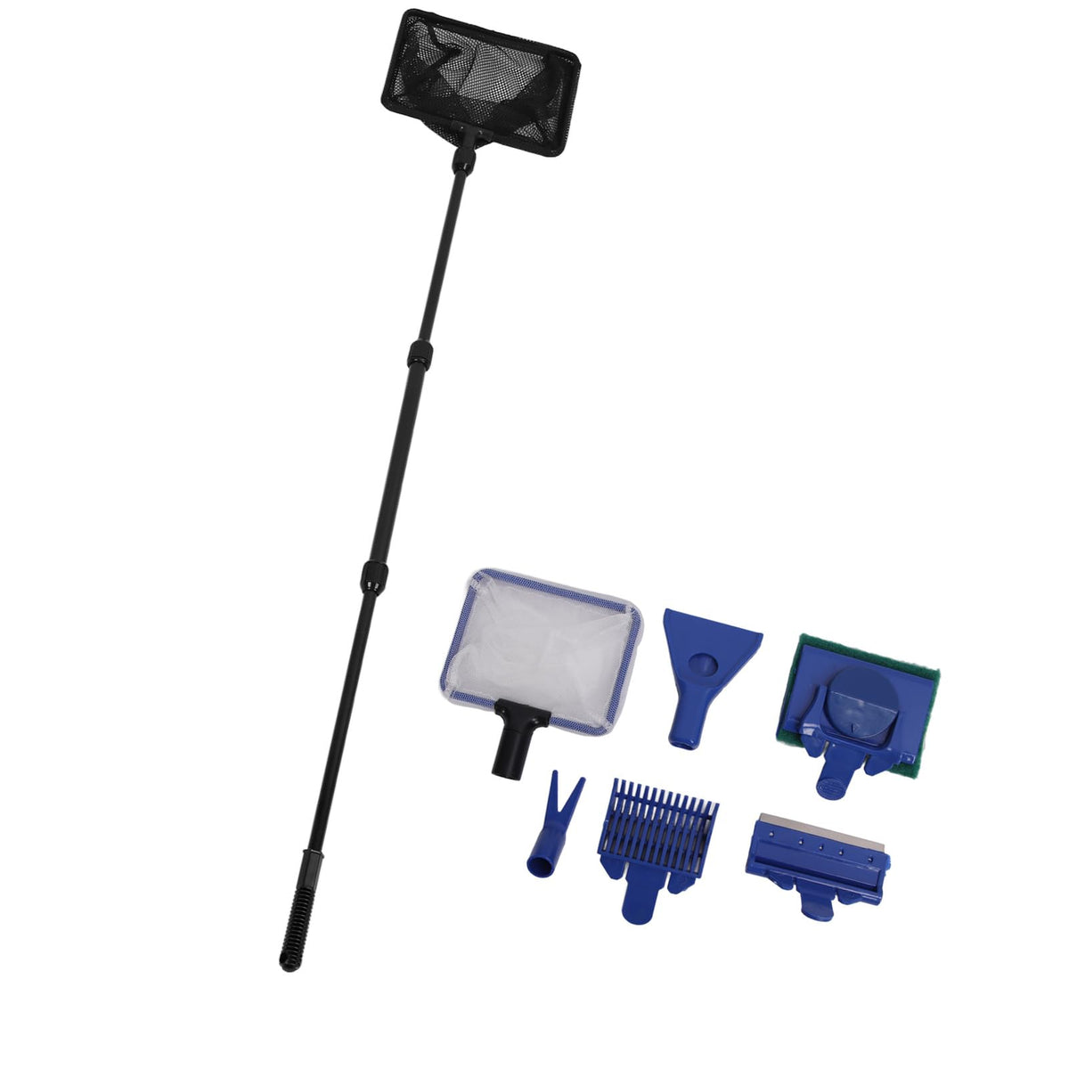 5 in 1 Aquarium Cleaning Kit with Scraper Gravel Rake Sponge Brush Fish Net T209