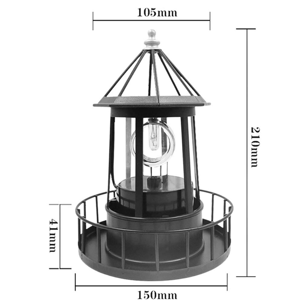 Black Wrought Iron Solar Lighthouse B314