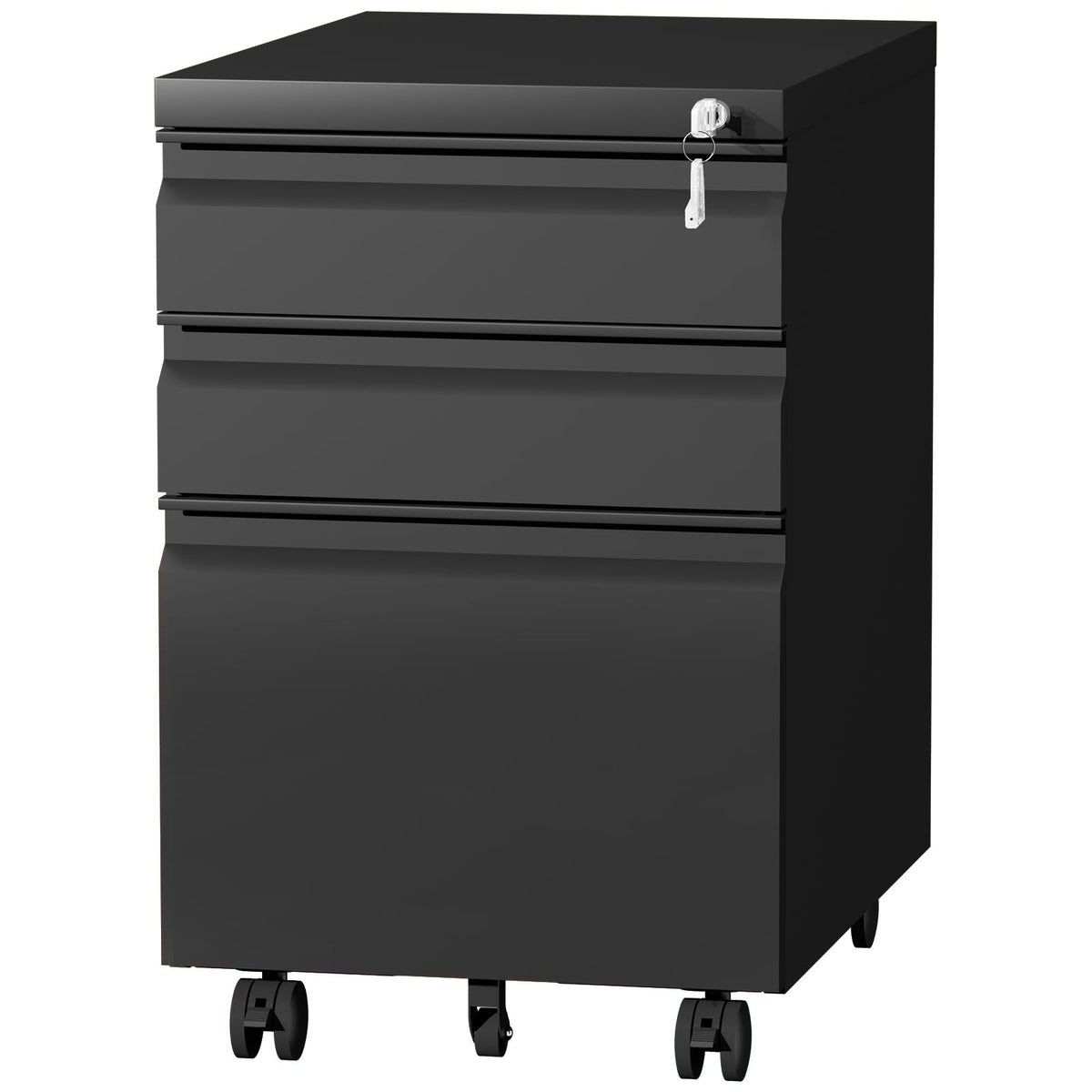 Black 3 Drawer Metal File Cabinet with Lock X35735