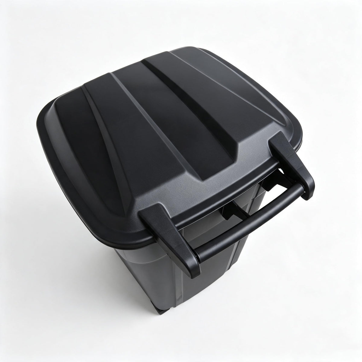 32 Gallon Black Plastic Wheeled Trash Can with Lid X296