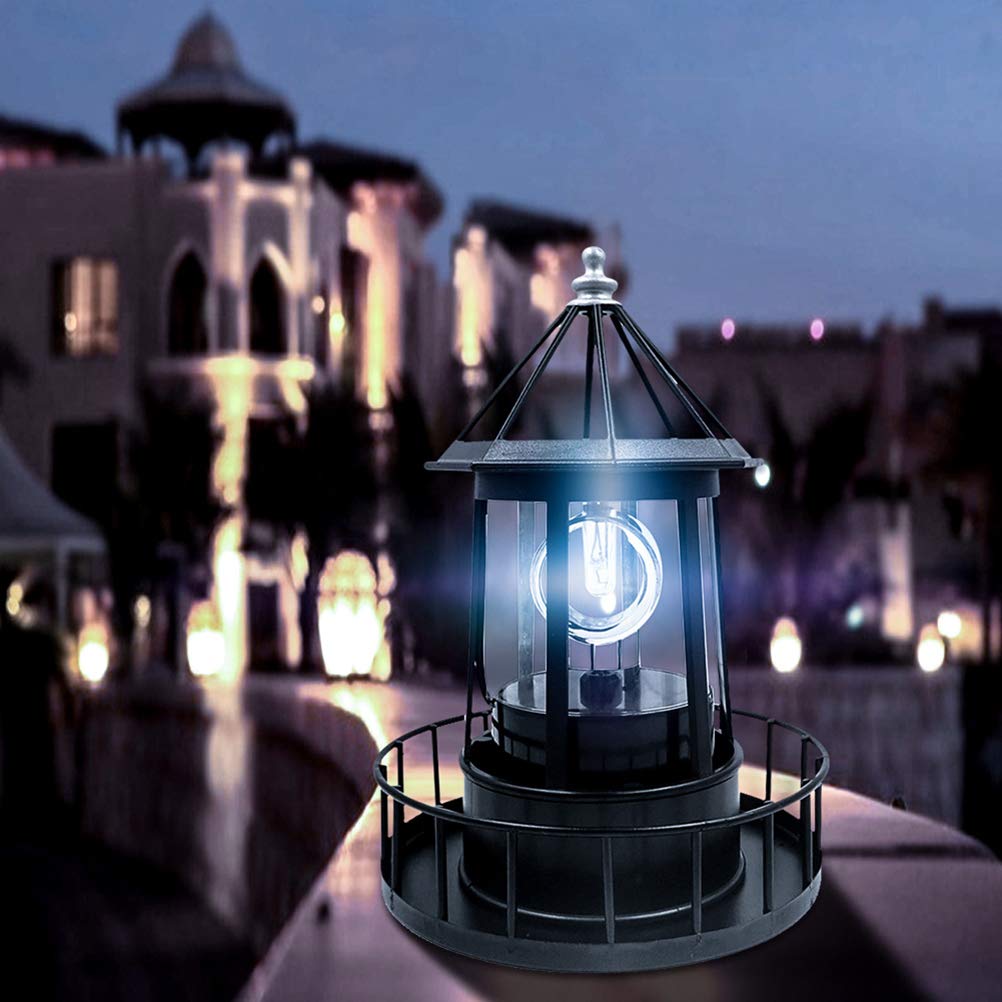 Black Wrought Iron Solar Lighthouse B314