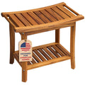 22" Teak Wood Shower Bench with Shelf & Handles L523099