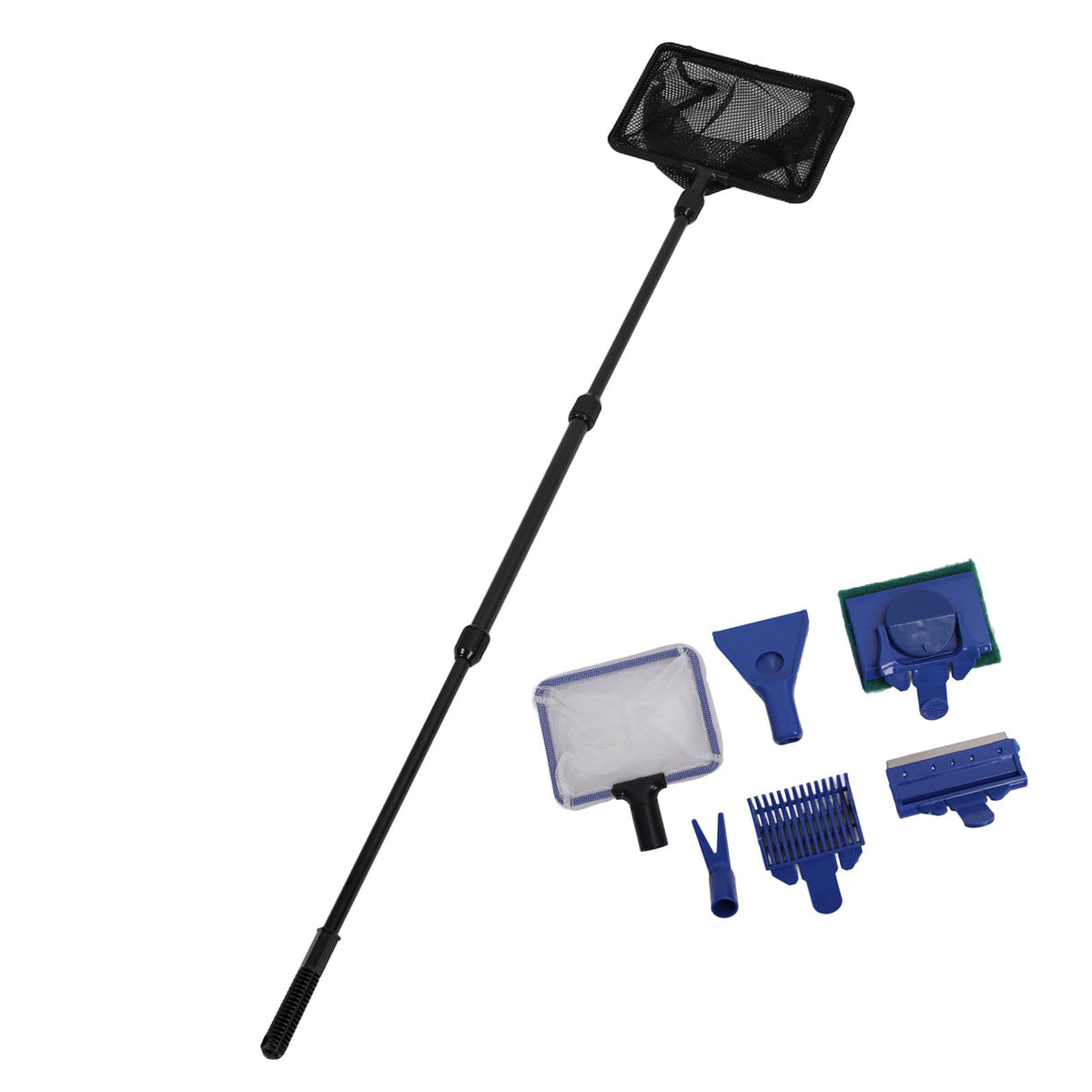 5 in 1 Aquarium Cleaning Kit with Scraper Gravel Rake Sponge Brush Fish Net T209