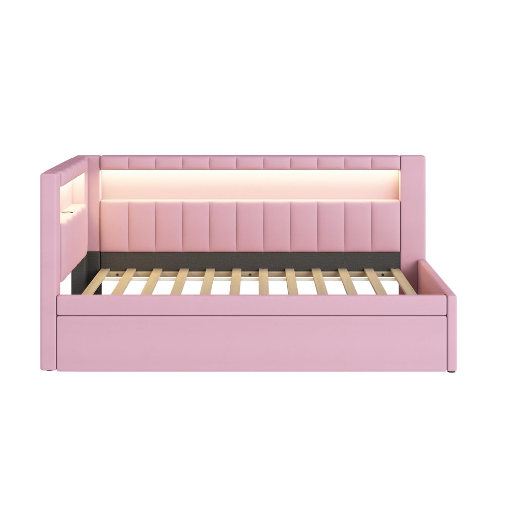 Twin Size L-Shaped Daybed with Trundle V12727