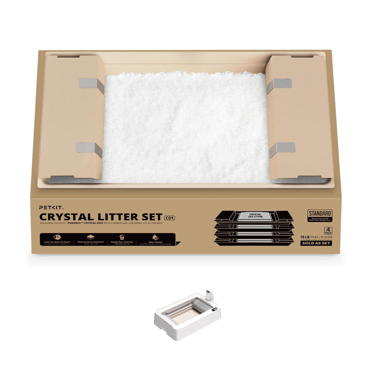 Crystal Cat Litter with Tray 4.5 lb×4 Packs K96280