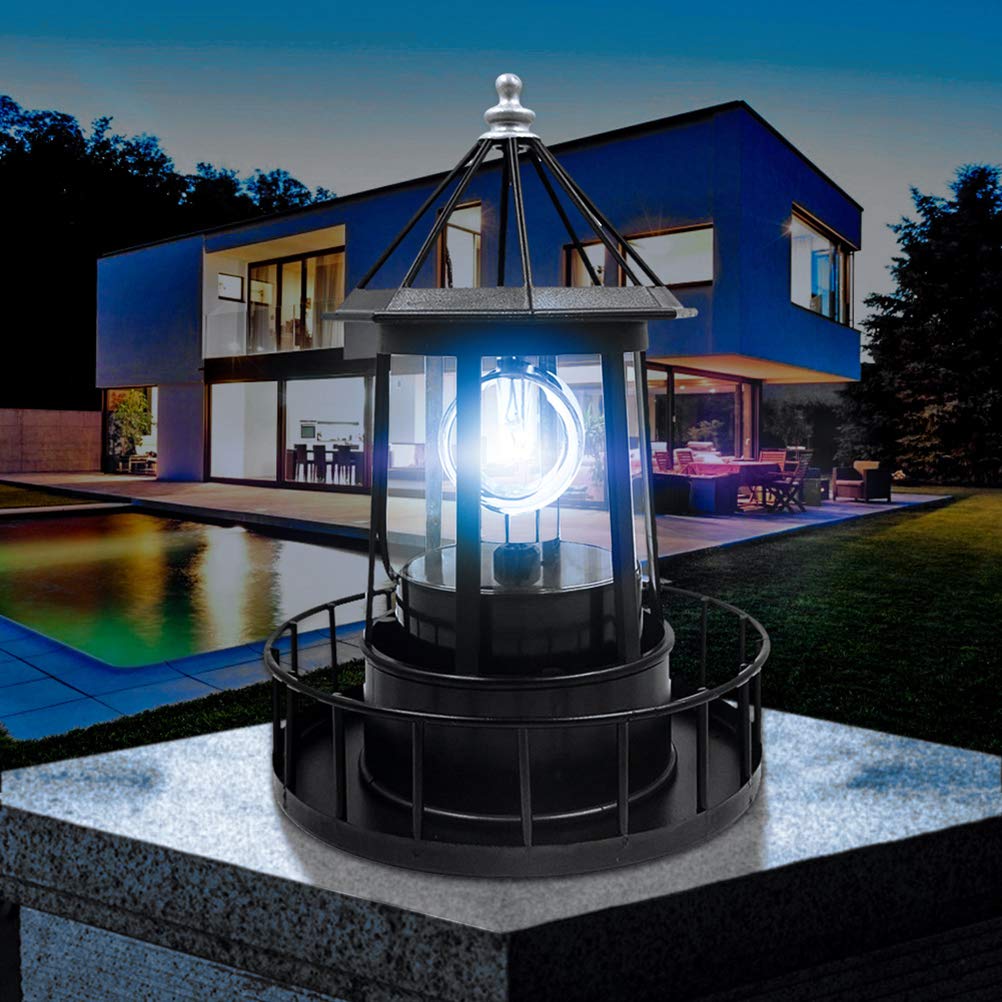 Black Wrought Iron Solar Lighthouse B314