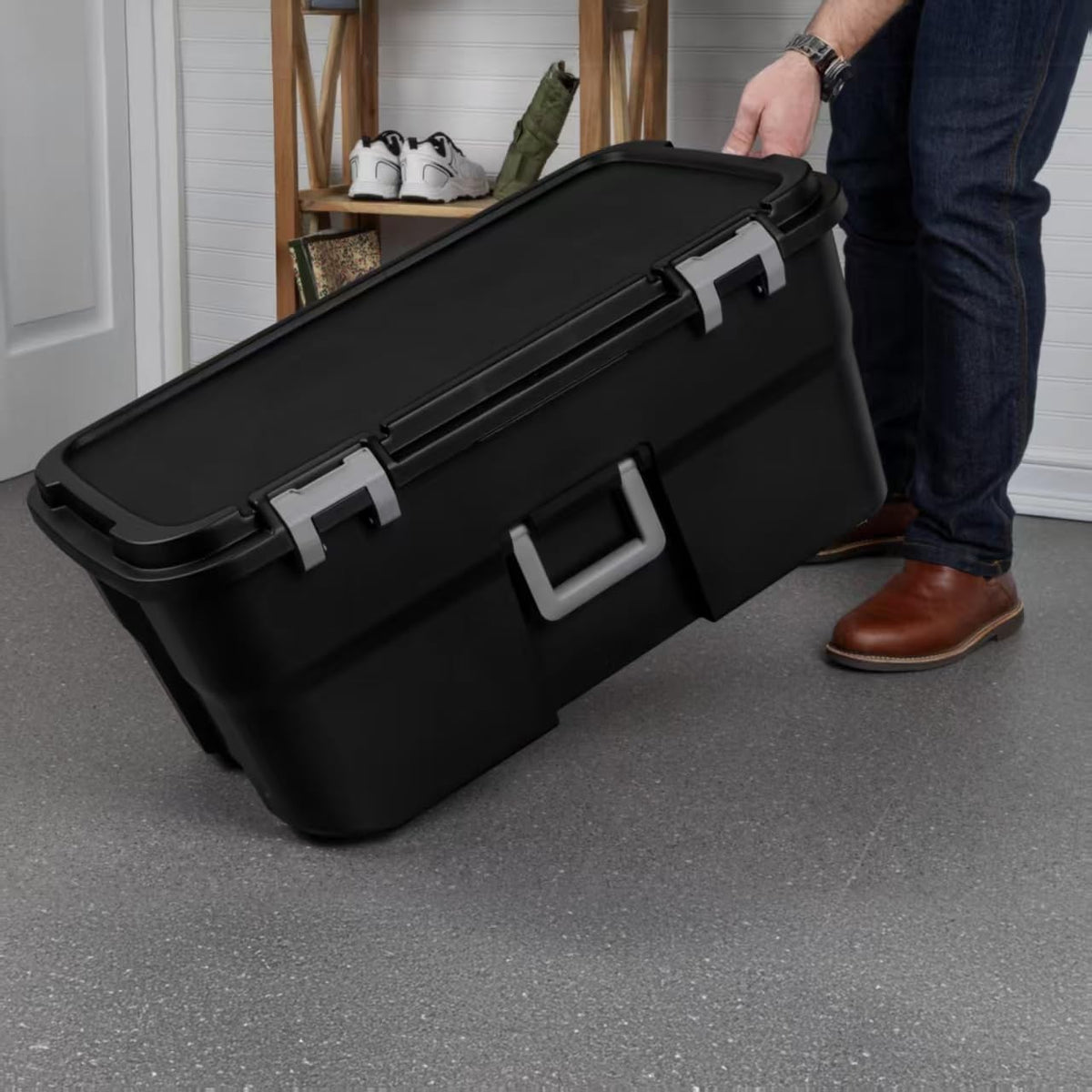 Black Wheeled Lockable Footlocker L91120