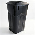 32 Gallon Black Plastic Wheeled Trash Can with Lid X296