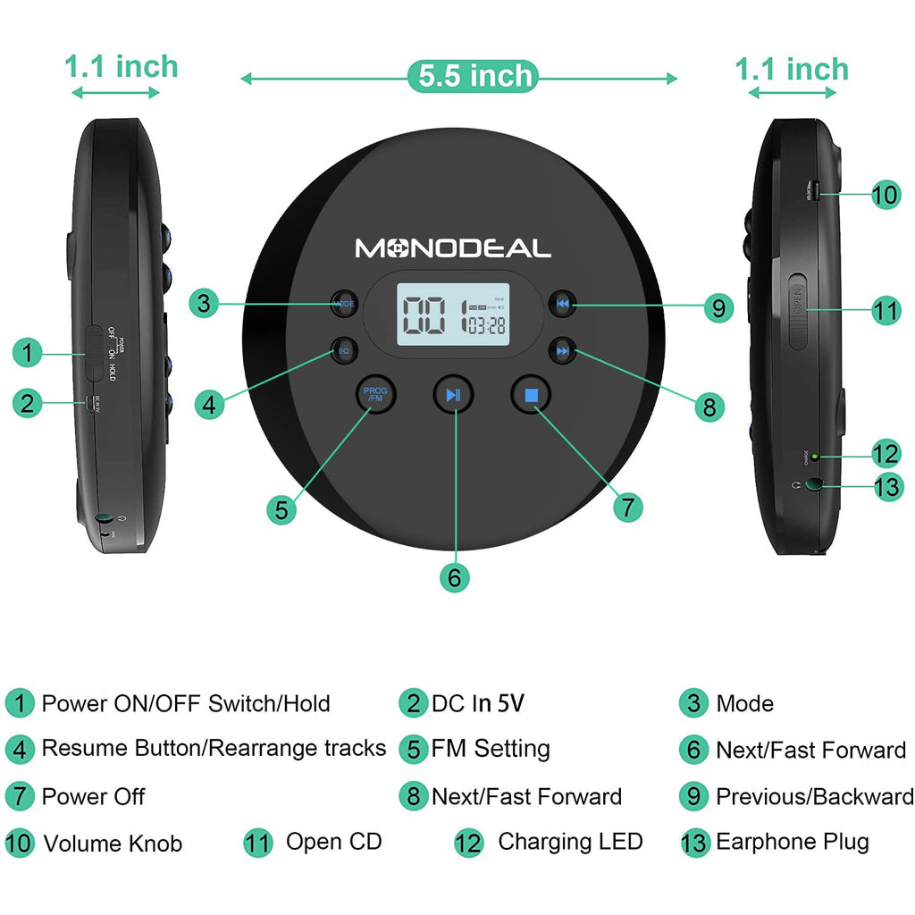 Portable CD Player with FM Transmitter R8137