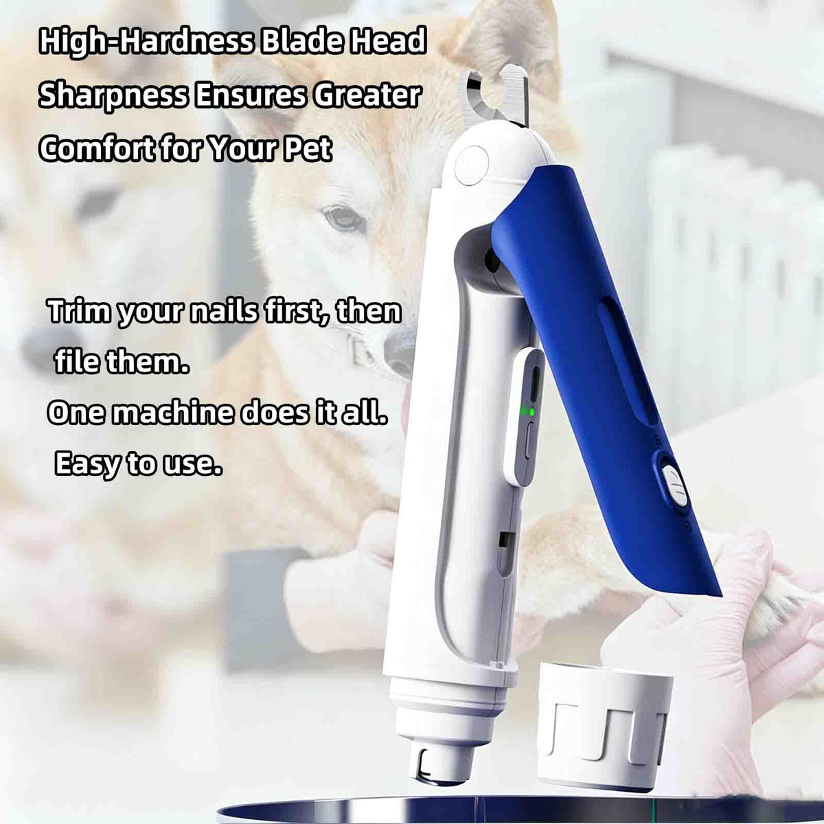 Electric Nail Clipper for Dogs Cats 2-in-1 USB Rechargeable O904