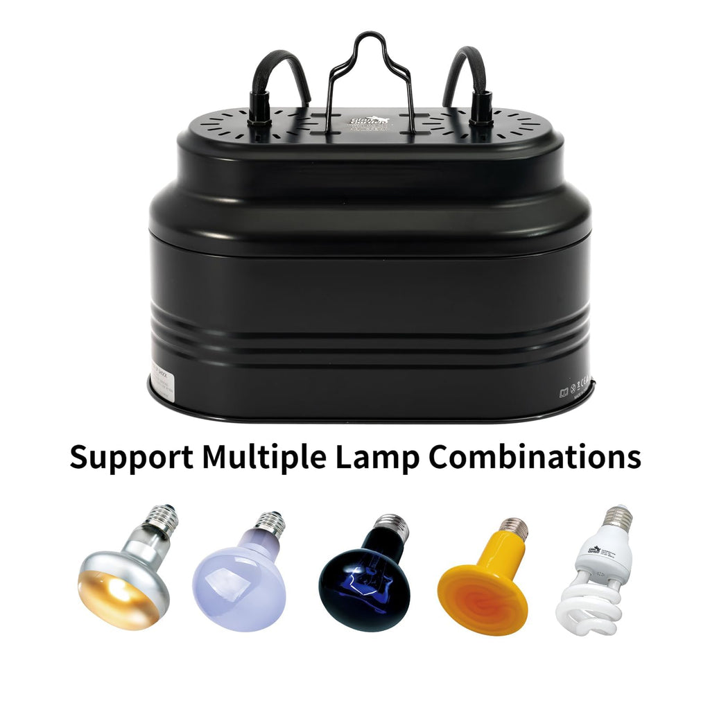 Reptile Light Fixture with 2 Switches, E26 Heat Lamp Fixture Y8619