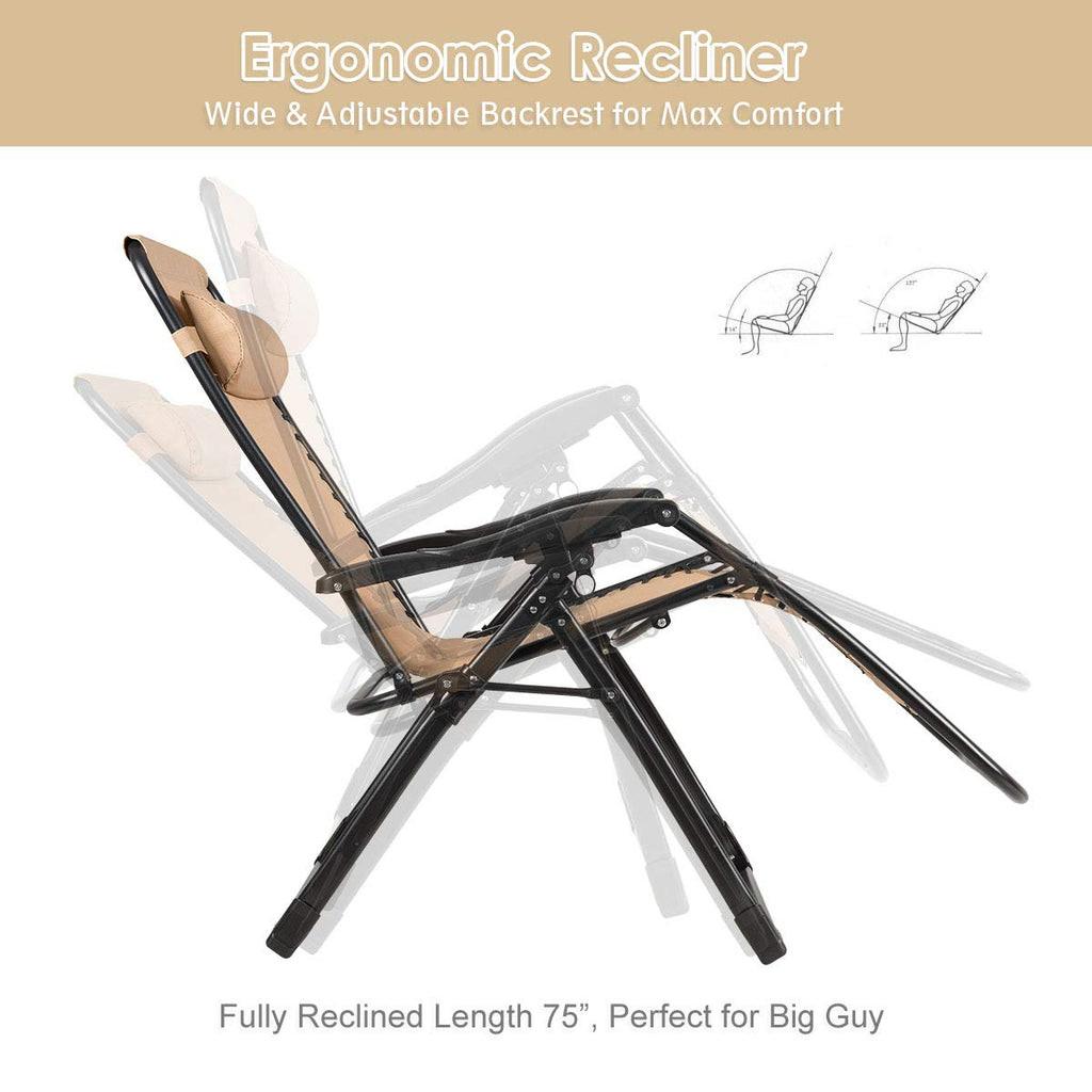 Oversized Zero Gravity Chair with Cup Holder & Detachable Headrest J22029