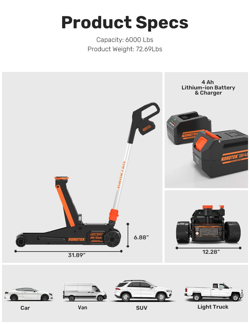 3 Ton Low Profile Electric Floor Jack U859