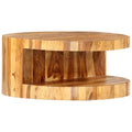 Solid Sheesham Wood Round Coffee Table 25.6 in Diameter Polished Finish R973004