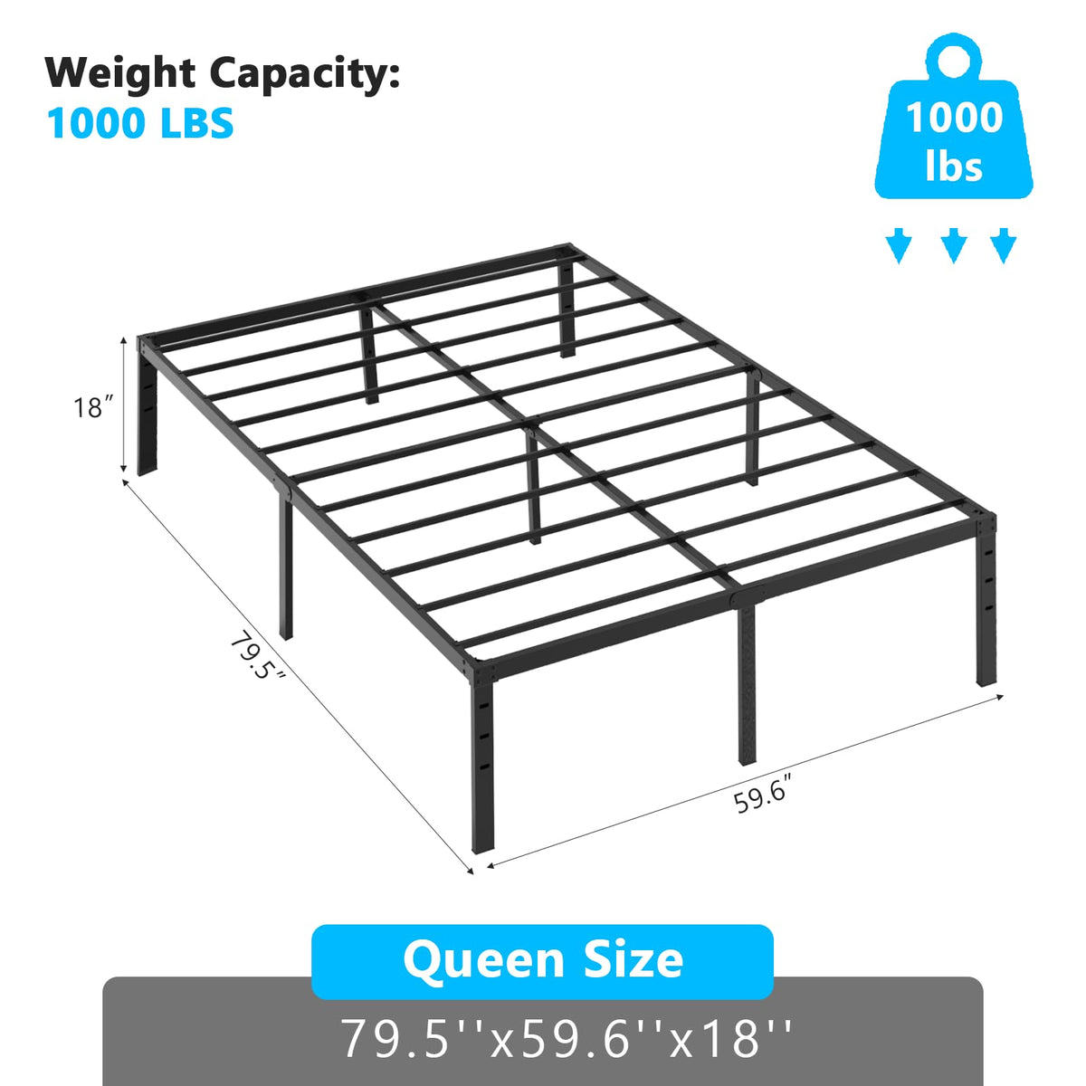 18 Inch Metal Queen Bed Frame L75721