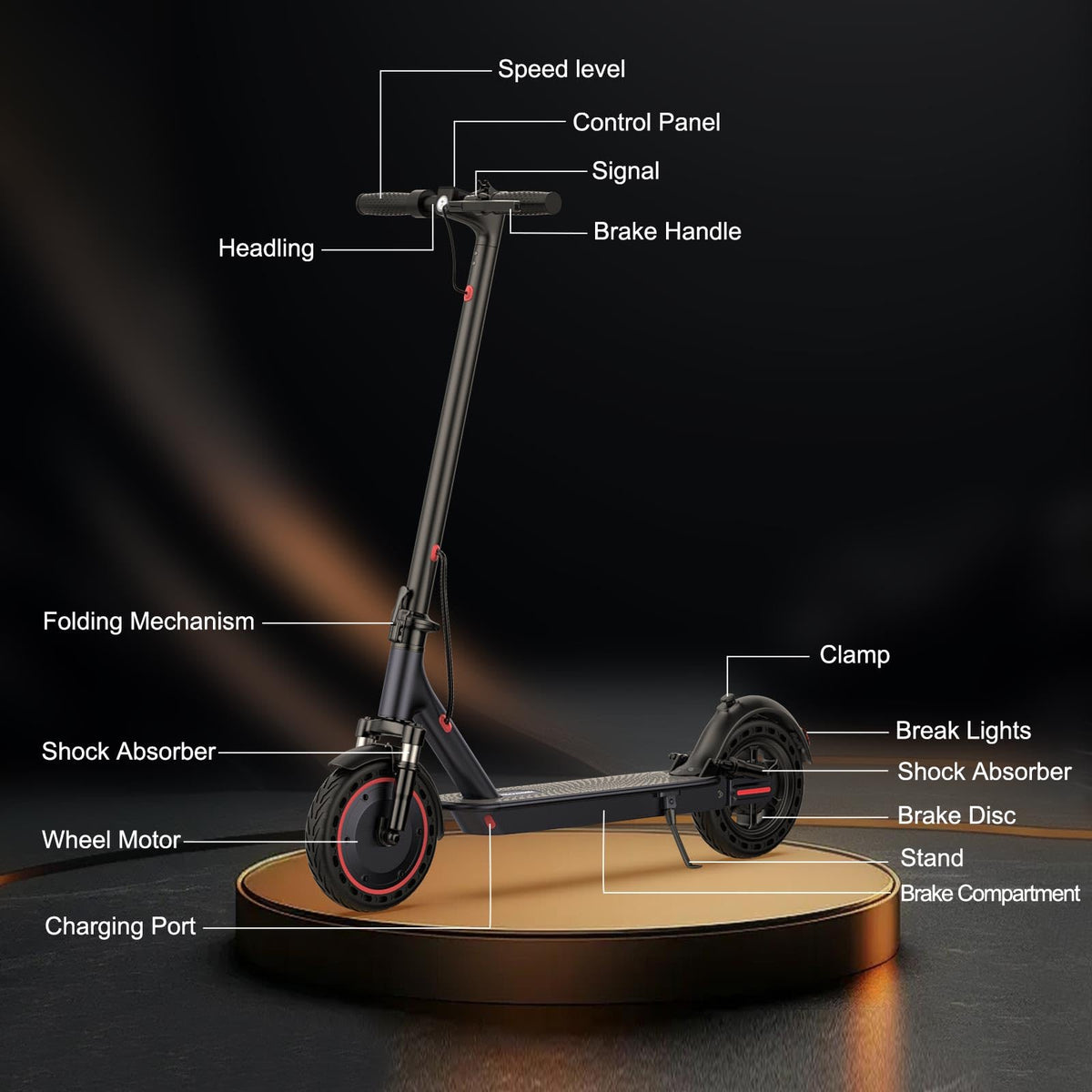 Electric Scooter with Dual Suspension and Braking System T8956