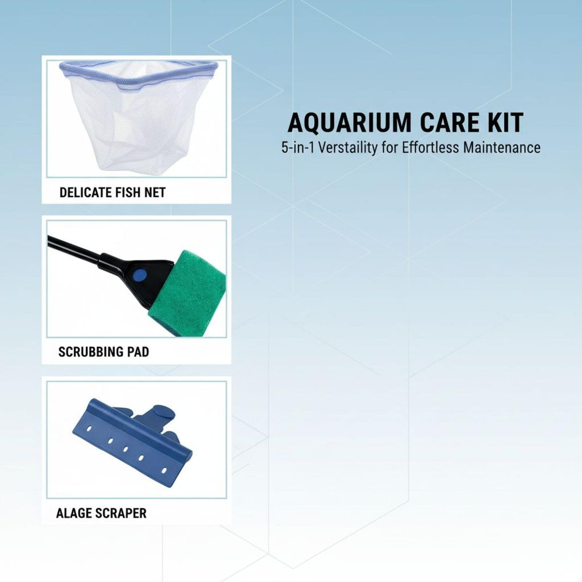 Aquarium Cleaning Kit 5 in 1 Extendable Fish Tank Cleaning Tool J2989