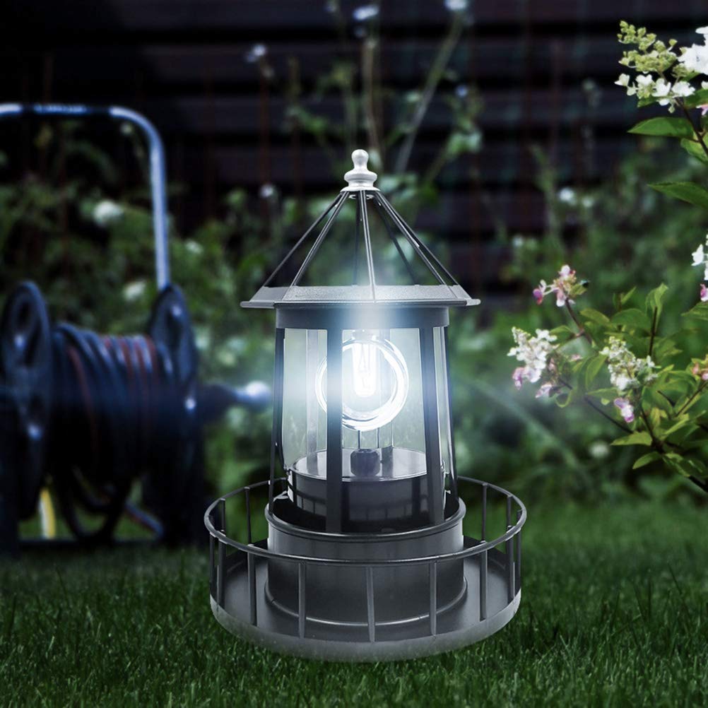 Black Wrought Iron Solar Lighthouse B314