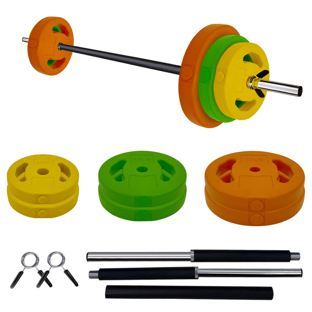 Adjustable Barbell Set, 40LB, Black, PU, Padded Grip Y80714