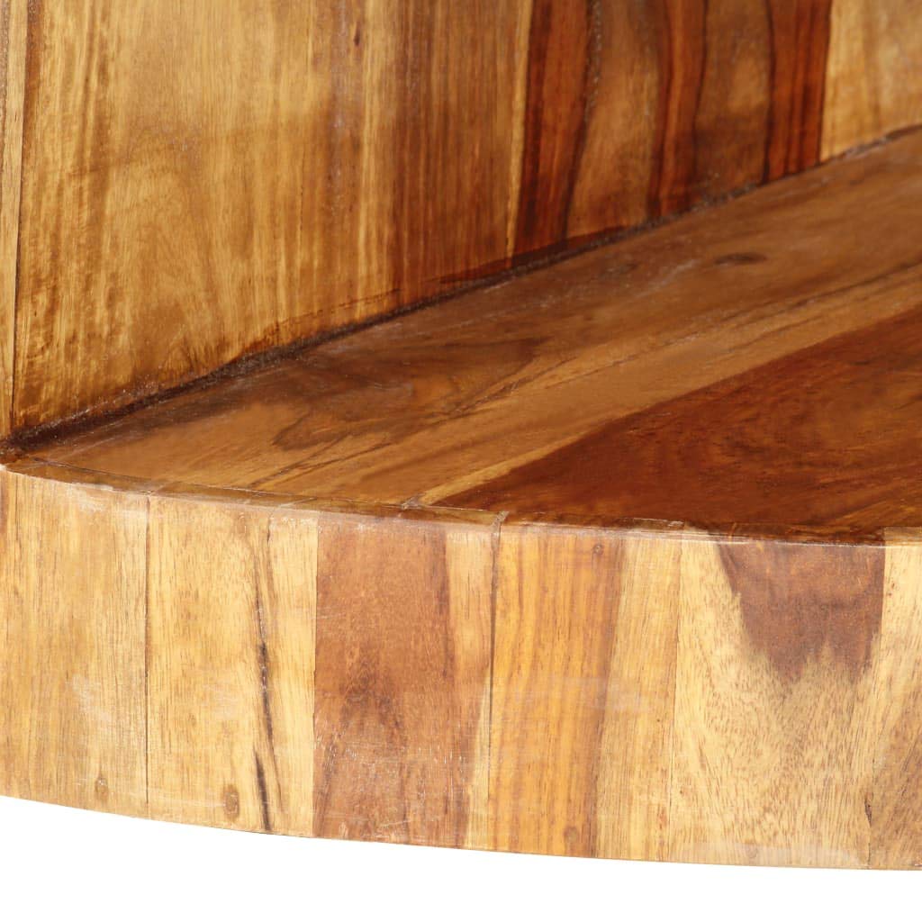 Solid Sheesham Wood Round Coffee Table 25.6 in Diameter Polished Finish R973004