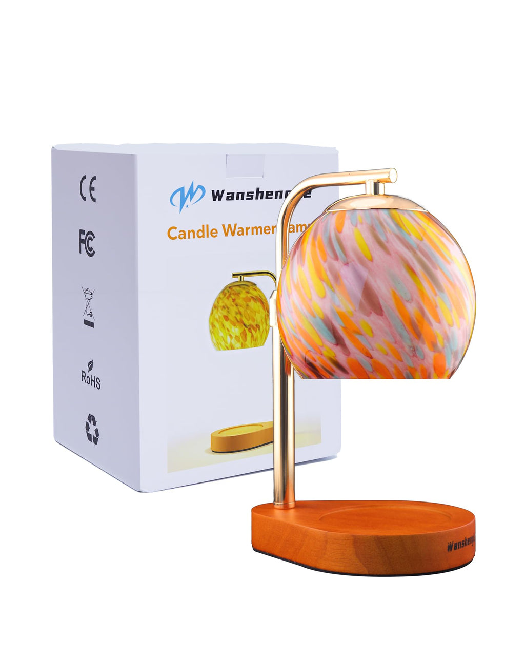 Stained Glass Candle Warmer Lamp with Adjustable Height J89877