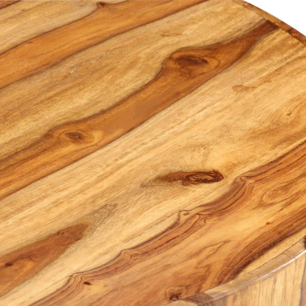 Solid Sheesham Wood Round Coffee Table 25.6 in Diameter Polished Finish R973004