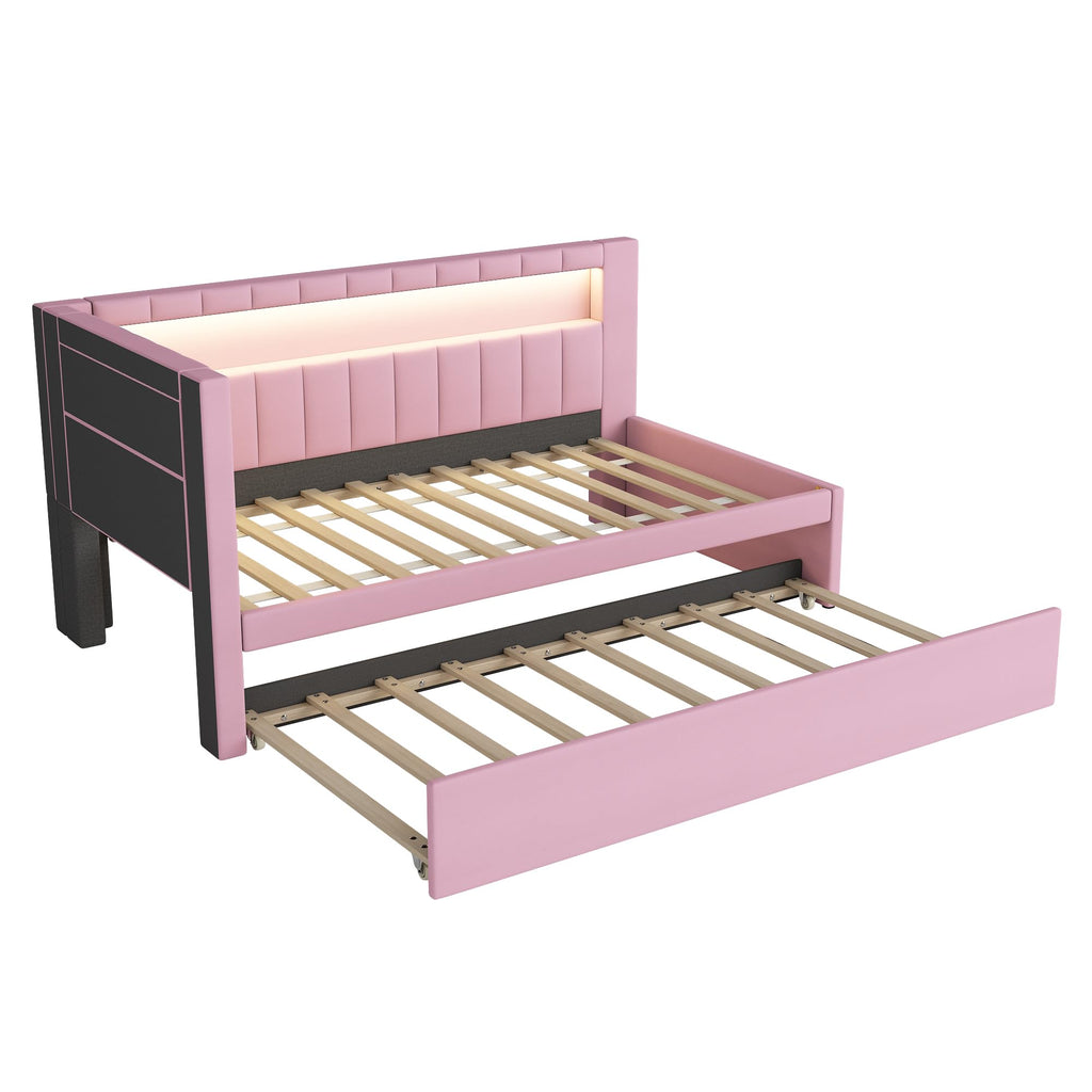 Twin Size L-Shaped Daybed with Trundle V12727