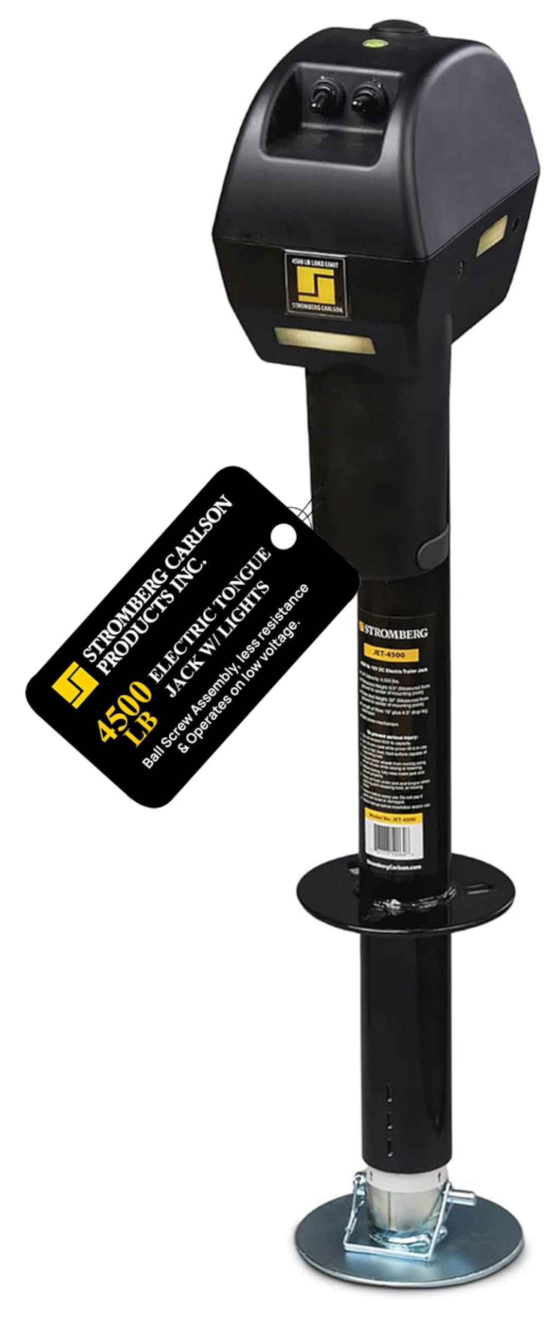 Electric Tongue Jack with Ball Screw Mechanism, 18" Travel & 4.5" Drop Down Leg, 4500 lb U8522