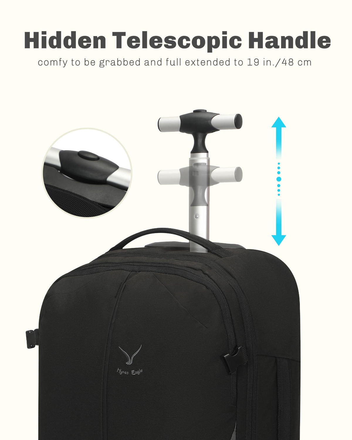 Rolling Backpack with Wheels 43L with Packing Cubes Set 6PC R26170