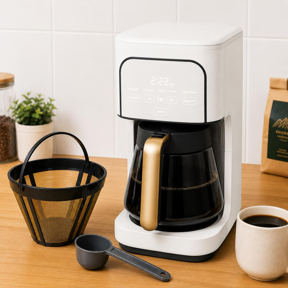 12-Cup Programmable Coffee Maker with Glass Carafe H1163