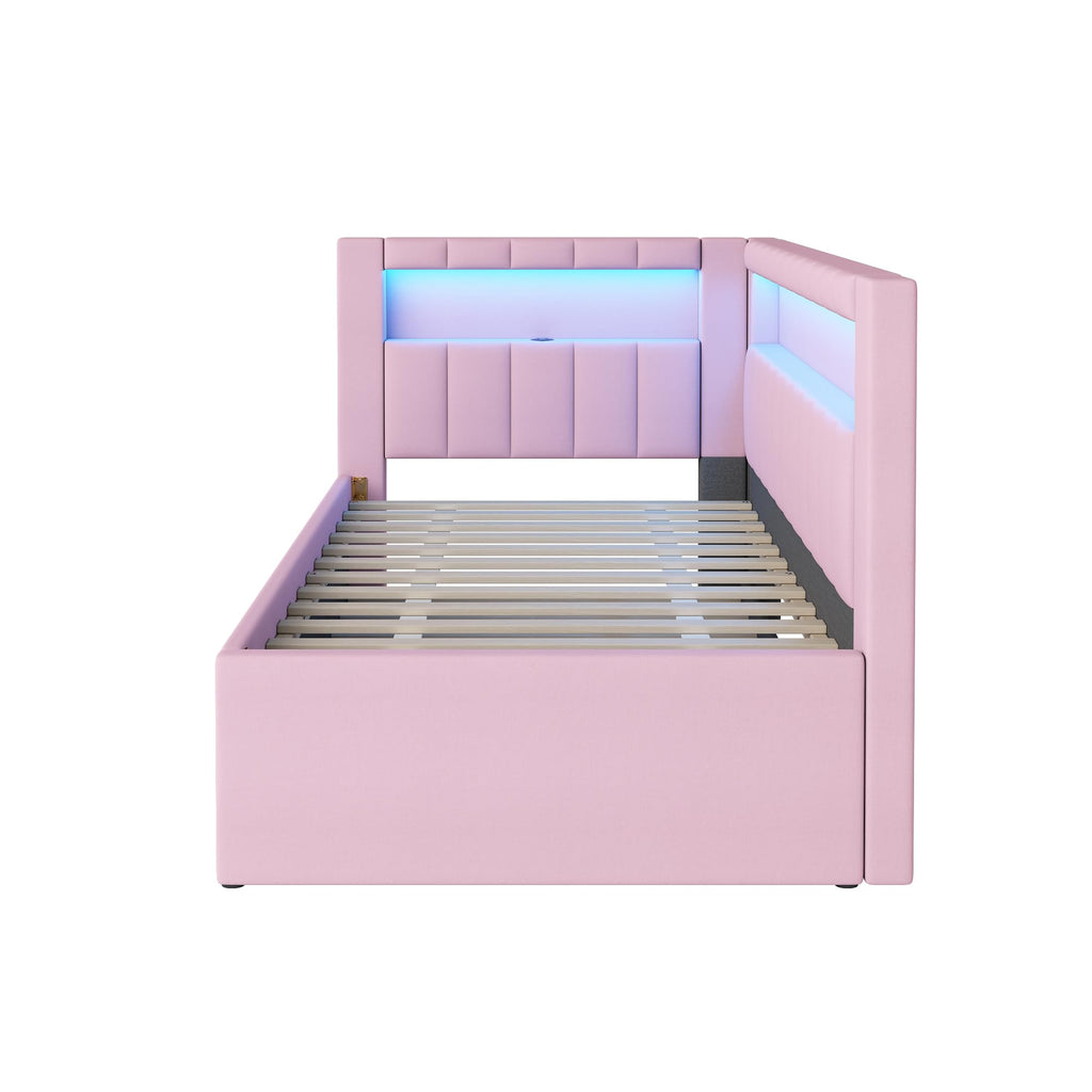 Twin Size L-Shaped Daybed with Trundle V12727