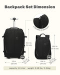 Rolling Backpack with Wheels 43L with Packing Cubes Set 6PC R26170