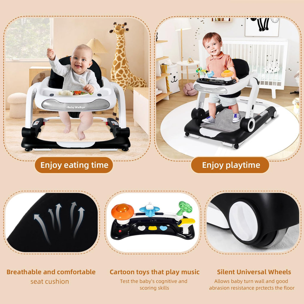 Foldable Adjustable Baby Walker with Wheels and Bouncer J959