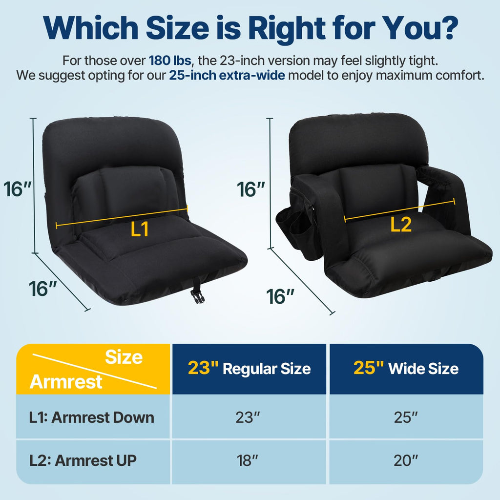 25'' Stadium Seat with Back Support, 2pcs M192