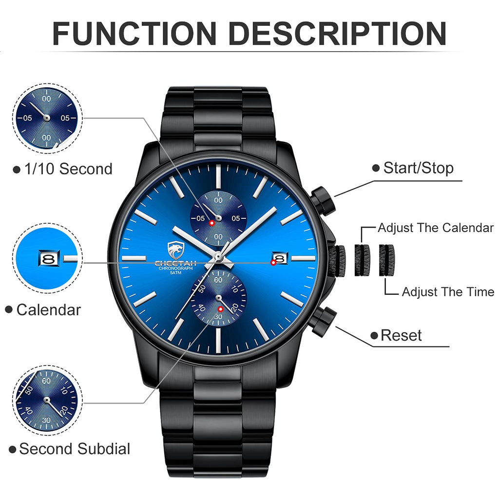 Mens Stainless Steel Waterproof Chronograph Quartz Watch U3091