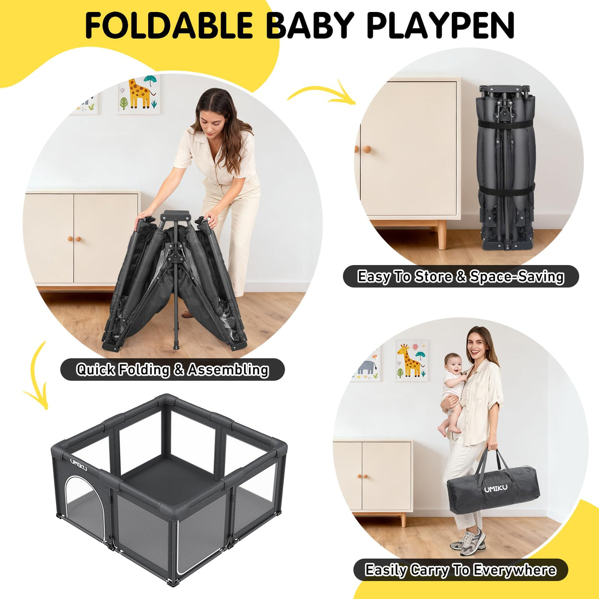 Foldable Baby Playpen 50X50 O194