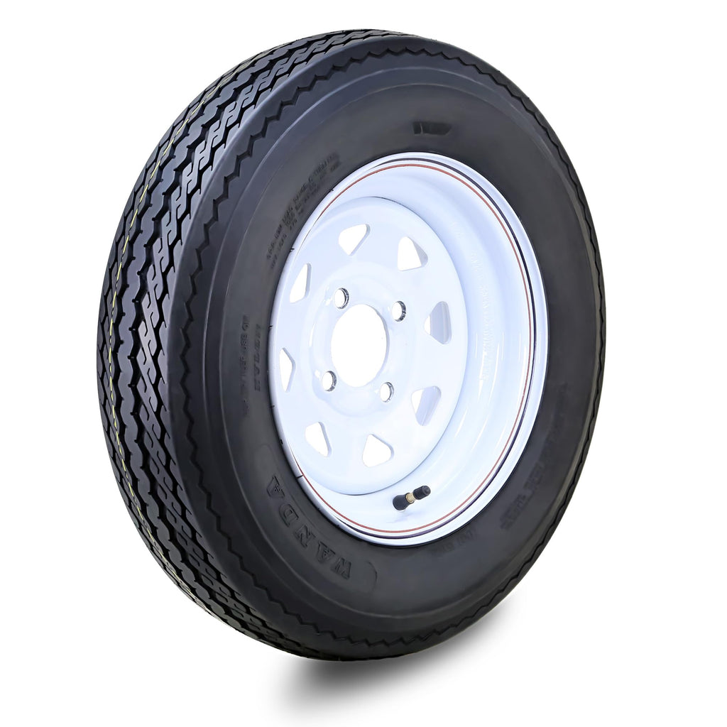 5.30-12 Trailer Tire & Wheel 6-Ply White Spoke Rim A24306