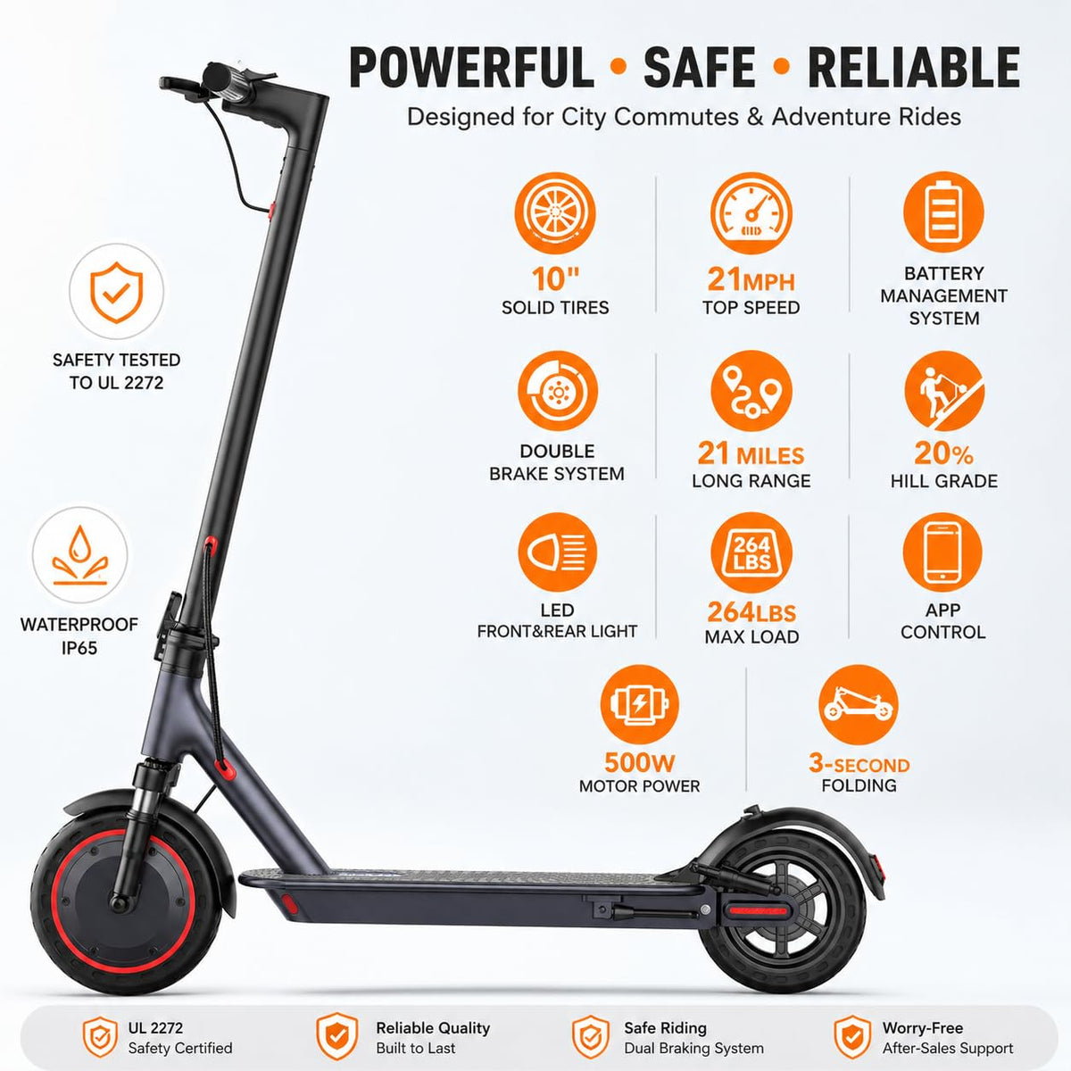 Electric Scooter with Dual Suspension and Braking System T8956