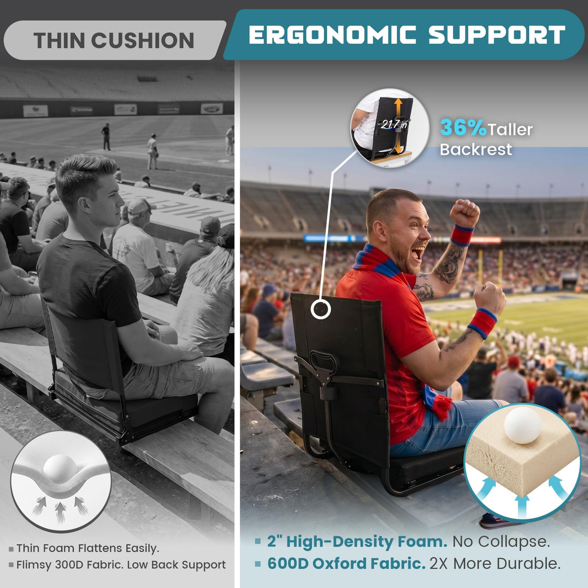 Folding Stadium Seat with Back Support G701