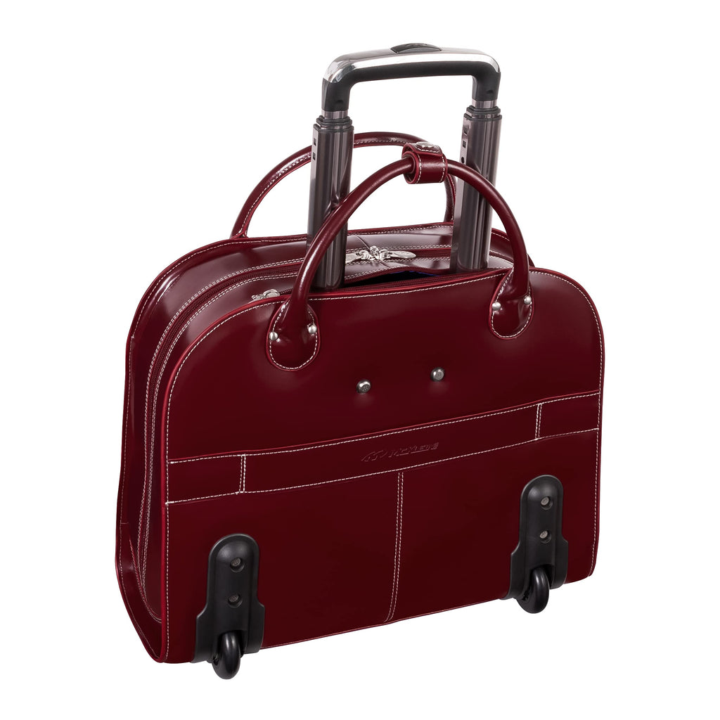 15" Leather Wheeled Laptop Briefcase Bag P403