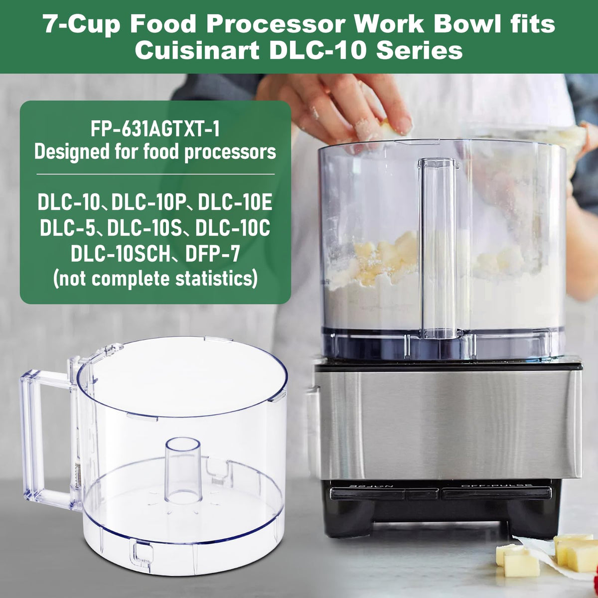 Food Processor Work Bowl 7-Cup with 4 Locking Tabs I499