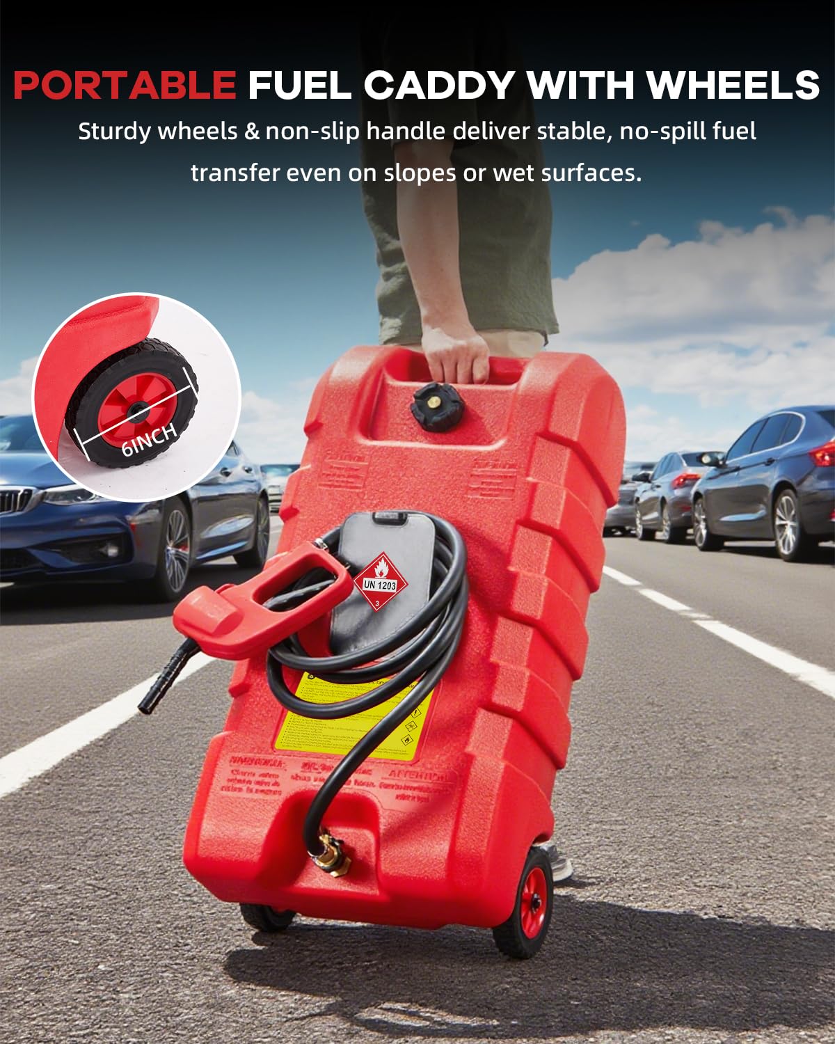 15 gal Red Portable Gas Can with Pump and Hose X2433