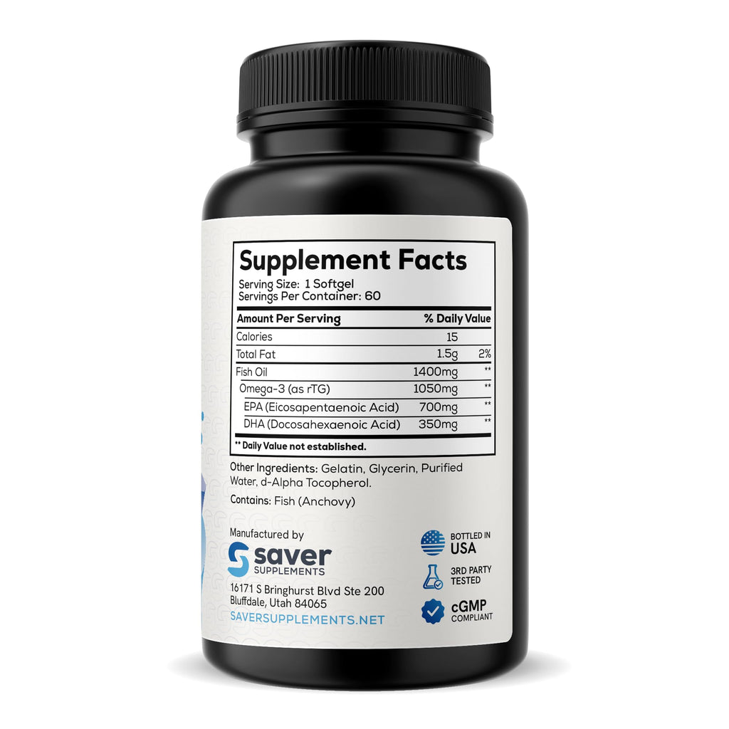 Omega 3 Fish Oil 1400 mg 60 Softgels U899392