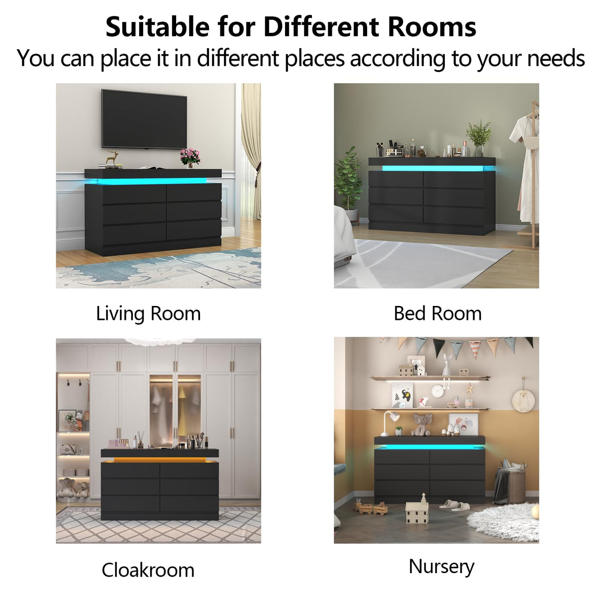 6 Drawer Dresser with Power Outlet P4624