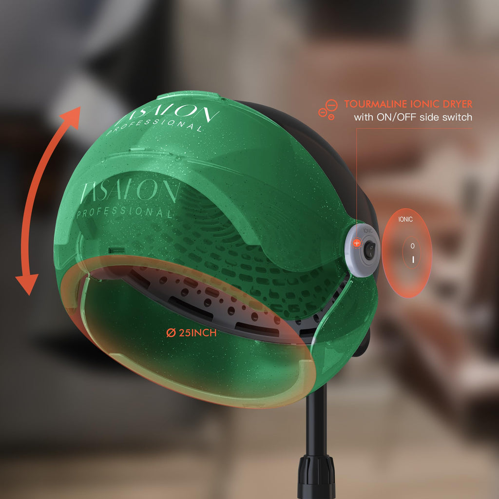 1875W Ionic Hooded Hair Dryer with 3 Temperature Settings I9884