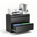Black 2 Drawer Metal Lateral File Cabinet with Lock J52857