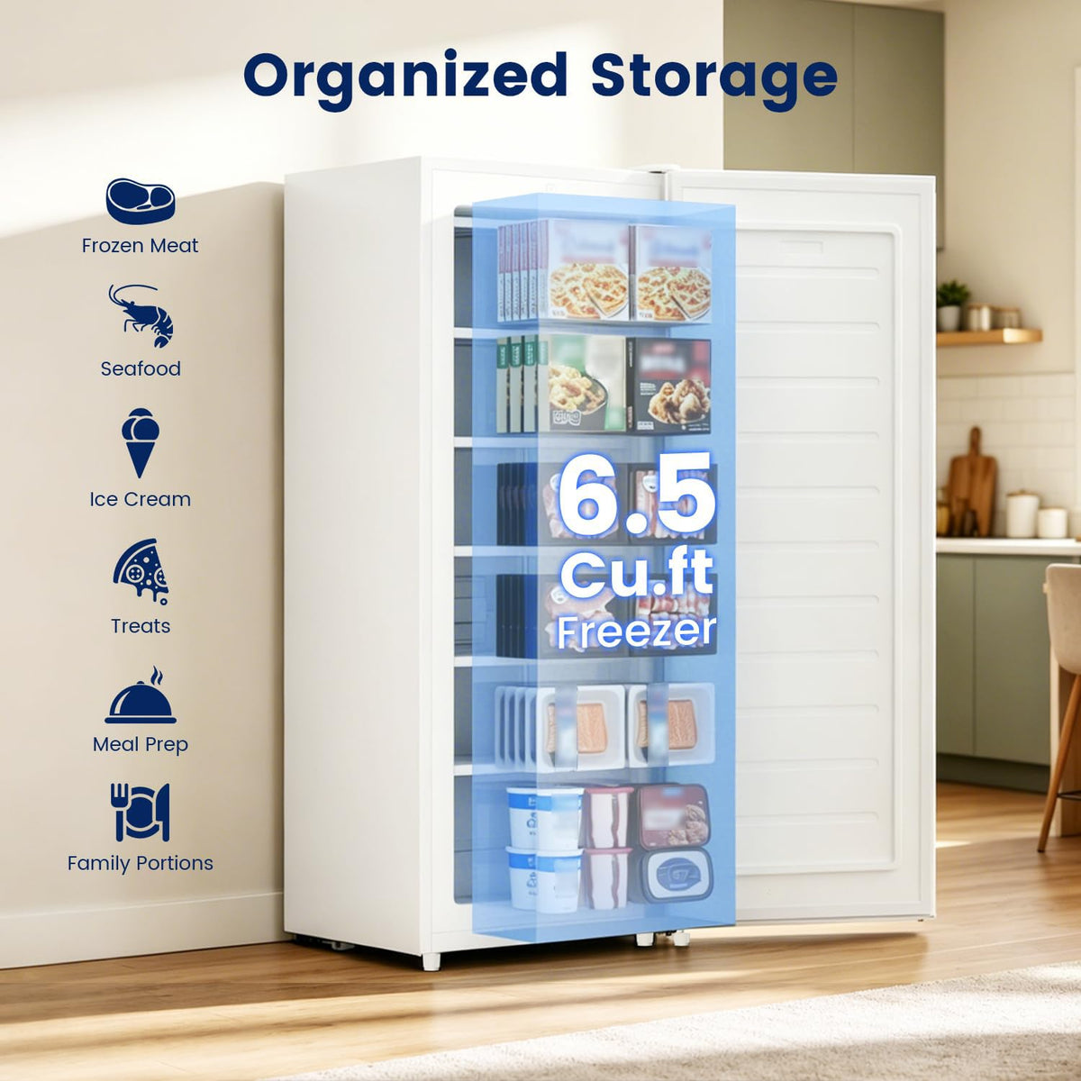 White 6.5 Cu.ft Upright Freezer D1825