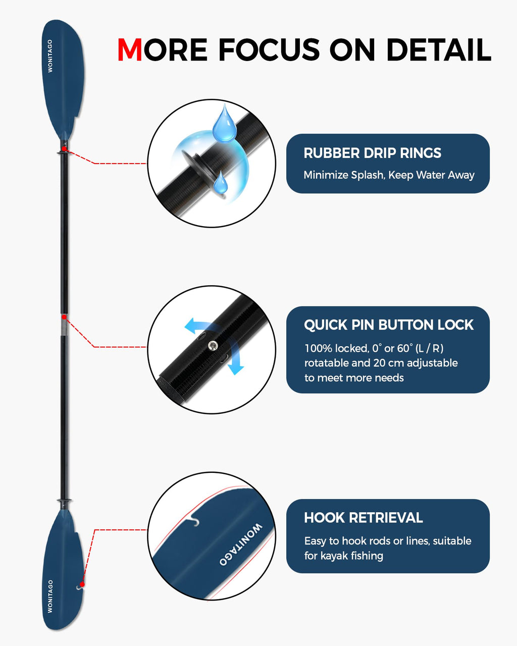 Adjustable Fiberglass Kayak Paddle W553750