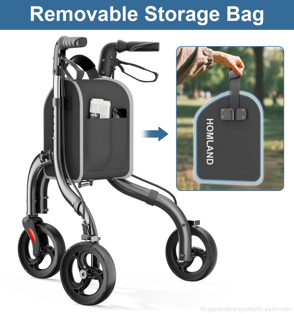 Foldable 3 Wheel Walkers Lightweight Aluminum Frame O290510