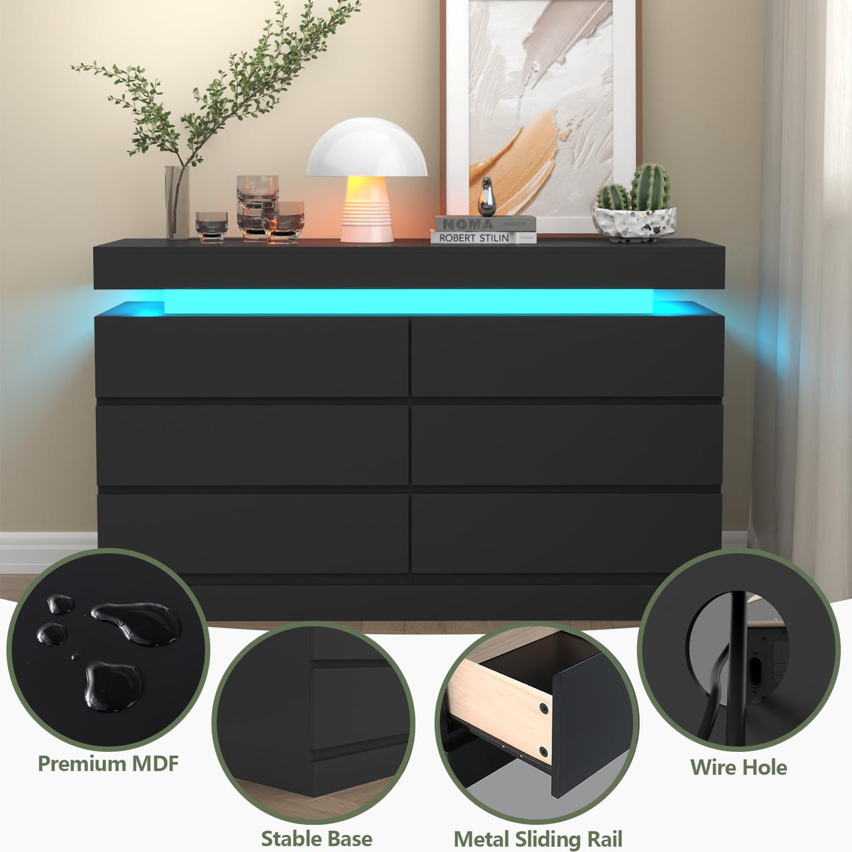 6 Drawer Dresser with Power Outlet P4624